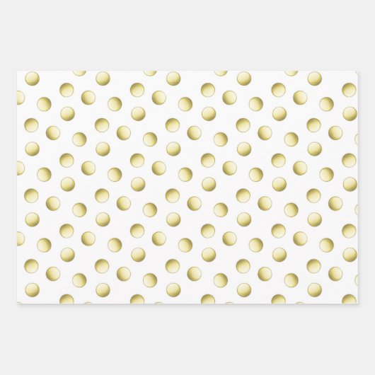 Goldpolka-Punkte kreisförmig weißes Muster Geschenkpapier Set (Vorderseite 2)