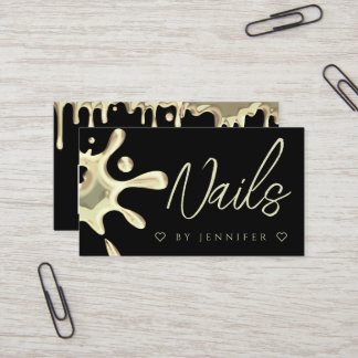 Goldpolnischer Splash-Tropfen Nails QR-Code Schwar Visitenkarte