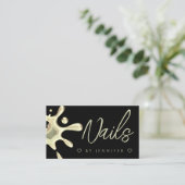 Goldpolnischer Splash-Tropfen Nails QR-Code Schwar Visitenkarte (Stehend Vorderseite)