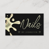 Goldpolnischer Splash-Tropfen Nails QR-Code Schwar Visitenkarte (Vorderseite)