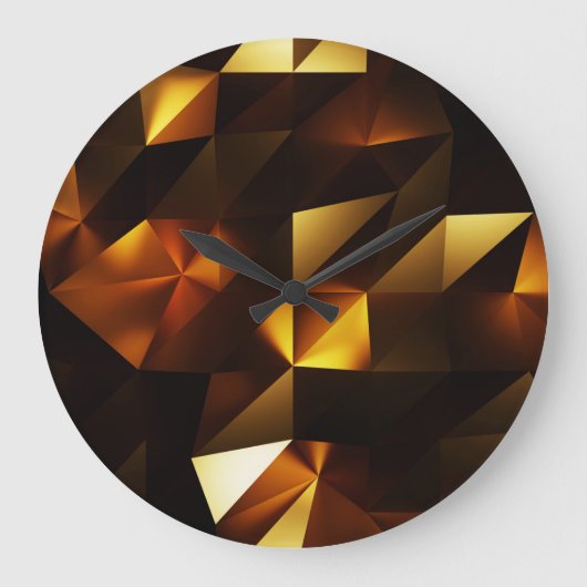 Goldpolygon: 3D Abstrakt Rendering Große Wanduhr (Vorderseite)