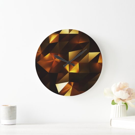 Goldpolygon: 3D Abstrakt Rendering Große Wanduhr (Zuhause)