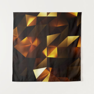 Goldpolygon: 3D Abstrakt Rendering Wandteppich