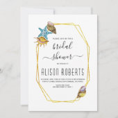 Goldpolygon seashells Beach Hochzeitsfest Brautpar Einladung (Vorderseite)