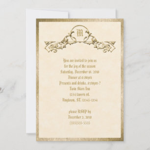 Goldpräge-Look-Monogramm-Einladung Einladung