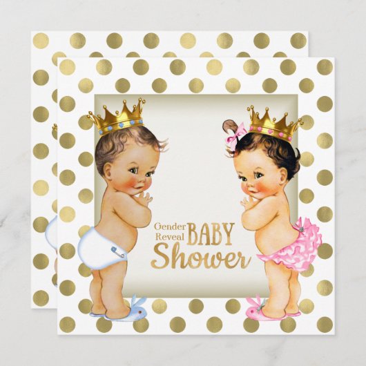 Goldprinz oder Prinzessin Gender Reveal Baby Dusch Einladung (Vorne/Hinten)