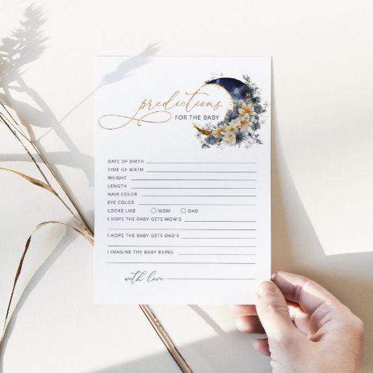 Goldprognosen für die Babykarte über dem Mond Einladung