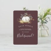 Goldpumkin-Hochzeit im Herbst Bridesmaid-Vorschlag Einladung (Stehend Vorderseite)