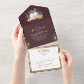 Goldpumpen Eucalyptus Fall Burgundy Red Wedding All In One Einladung (Abreißen)