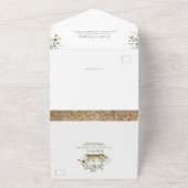 Goldpumpen und Eukalyptus-Blätter Hochzeit im Herb All In One Einladung (Außenbereich)