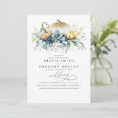 Goldpumpen und Succulents Hochzeit im Herbst Einladung (Stehend Vorderseite)