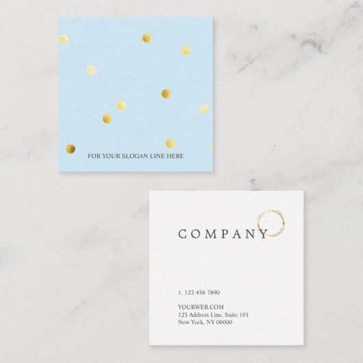 Goldpunkt-Muster-Baby-Blau-Quadrat-Visitenkarte Quadratische Visitenkarte (Vorne/Hinten)