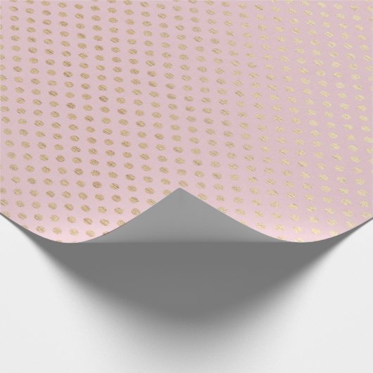 Goldpunkte schimmern in Rosa Geschenkpapier (Ecke)