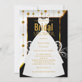 Goldpunkte, Schwarz-Weiß-Bridal-Einladung Einladung (Vorderseite)