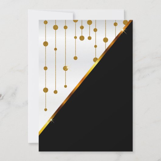 Goldpunkte, Schwarz-Weiß-Bridal-Einladung Einladung (Rückseite)