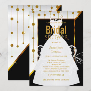 Goldpunkte, Schwarz-Weiß-Bridal-Einladung Einladung