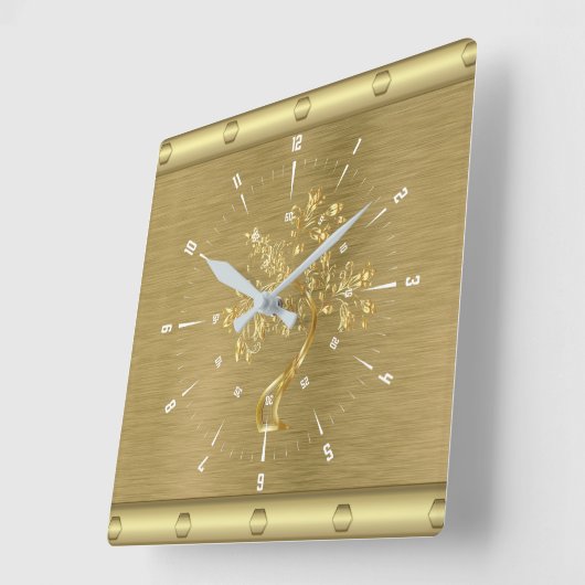 Goldquadrat Quadratische Wanduhr (Winkel)