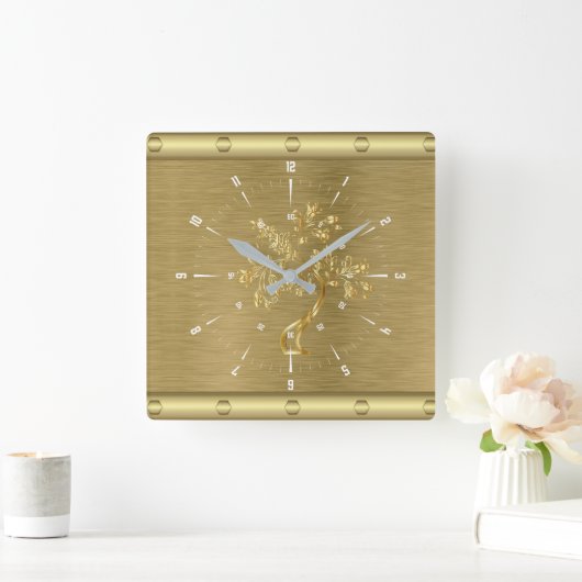 Goldquadrat Quadratische Wanduhr