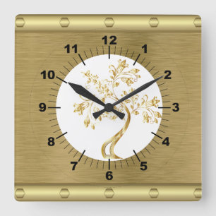 Goldquadrat Quadratische Wanduhr