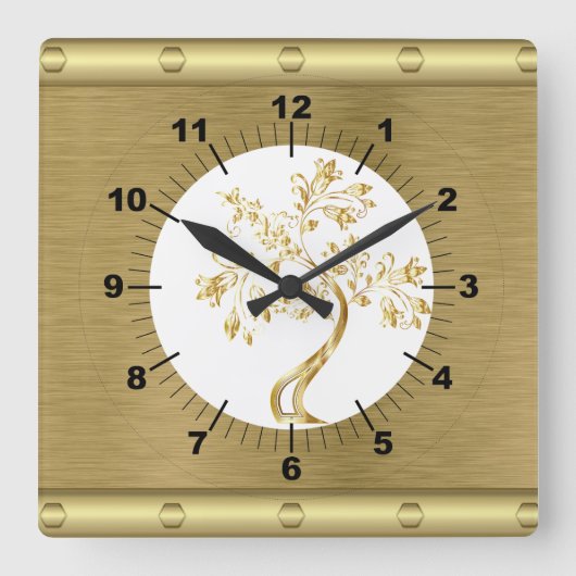 Goldquadrat Quadratische Wanduhr (Vorderseite)