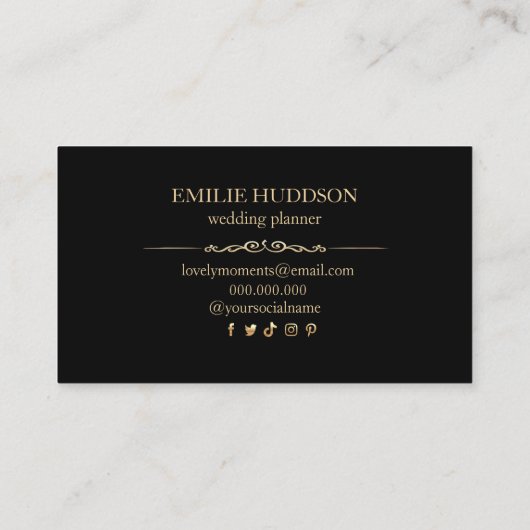 Goldrahmen Abstrakte Schwarz-weiße Streifen Visitenkarte (Rückseite)