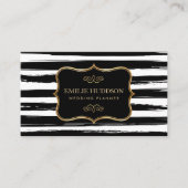 Goldrahmen Abstrakte Schwarz-weiße Streifen Visitenkarte (Vorderseite)