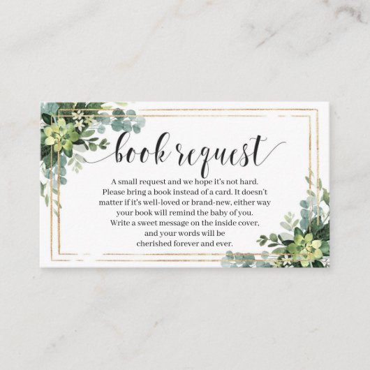 Goldrahmen-Anfrage für grüne Sukkuline Blume Begleitkarte (Vorderseite)