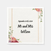 Goldrahmen Aquarell Blumen Cocktail Napkins Serviette (Vorderseite)