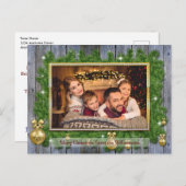 Goldrahmen auf Pine Weathered Wood Christmas Foto Postkarte (Vorne/Hinten)