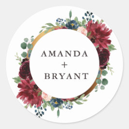 Goldrahmen aus Burgund Runder Aufkleber