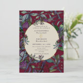 Goldrahmen aus Burgunder Wasserfarbe Einladung (Stehend Vorderseite)