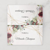 Goldrahmen aus Eukalyptus-Blüten und Bordeaux Platzkarte (Außenseite Aufgefaltet)