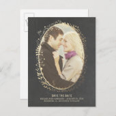 Goldrahmen aus Kalkpappe, mit Blumenrahmen, Save t Ankündigungspostkarte (Vorne/Hinten)
