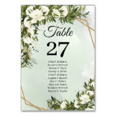 Goldrahmen aus Olivenöl, tiefgrünes Blattwerk, Ros Tischnummer (Rückseite)