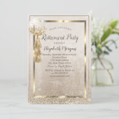 Goldrahmen-Ballon, Glass Confetti-Ruhestand Einladung (Stehend Vorderseite)