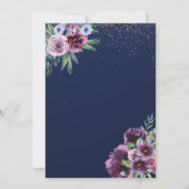 Goldrahmen-Blume Blau 50. Geburtstag Einladung (Rückseite)