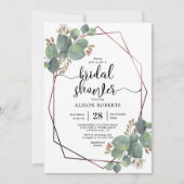 Goldrahmen-Brautparty der Eukalyptus-Rose Einladung (Vorderseite)