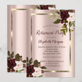 Goldrahmen, Burgund-Rose, Rose-Gold-Rente Einladung (Vorne/Hinten)