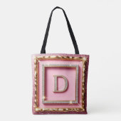Goldrahmen-Diamant-Anfangsbuchstabe D Rosa Glitter Tasche (Rückseite)