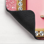 Goldrahmen Diamant Initiale I Rosa Glitter Monogra Mousepad (Ecke)