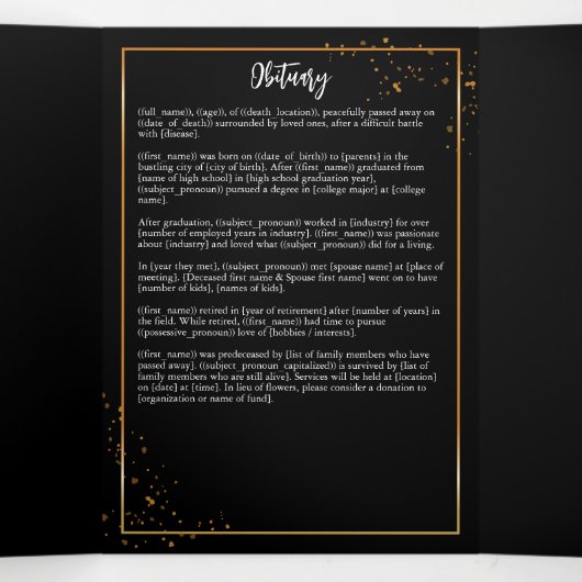 Goldrahmen einfach, modern und spektakulär dreifach-gefaltete programmkarte (Innenseite Mitte)