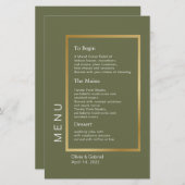 Goldrahmen. Einfache formale, staubgrüne Hochzeits (Vorne/Hinten)