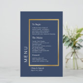 Goldrahmen. Einfaches marineblaues Hochzeitsmenü (Stehend Vorderseite)