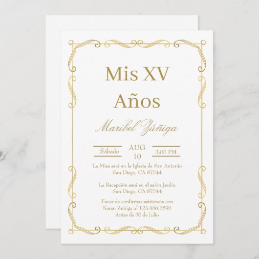 Goldrahmen - Einladung (Vorne/Hinten)