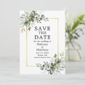 Goldrahmen Elegante Wasserfarbe Botanische Vegetat Save The Date (Stehend Vorderseite)