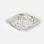 Goldrahmen-Eukalyptus-Hochzeit in Chic Blush Rose Pappteller (Gewinkelt)