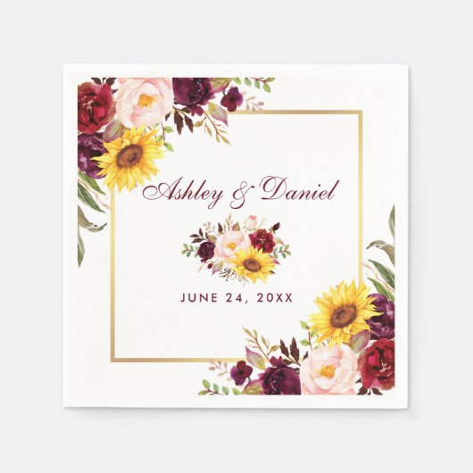 Goldrahmen für Hochzeitswasser Serviette (Vorderseite)