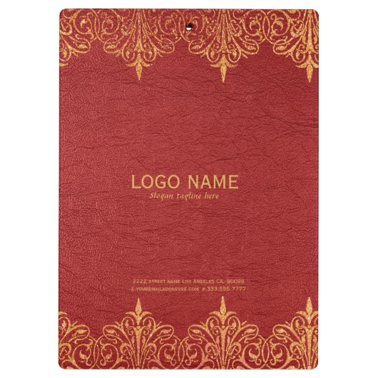 Goldrahmen für Rotes Leder Klemmbrett (Rückseite)