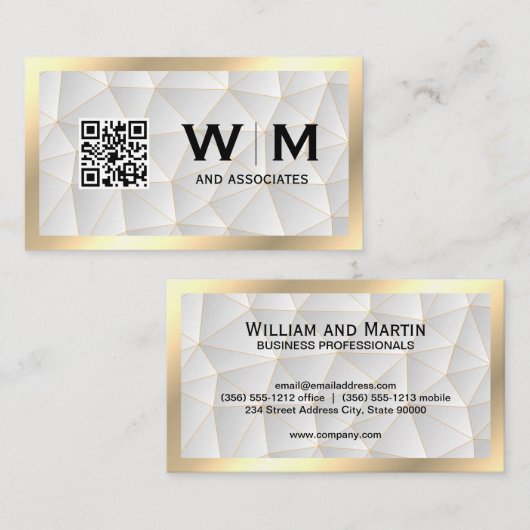 Goldrahmen | geometrisch | qr Strichcode Visitenkarte (Vorne/Hinten)