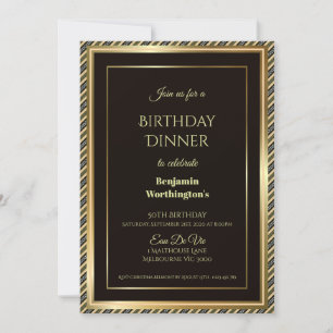 Goldrahmen gestreift 50. Geburtstag Abendessen Ein Einladung